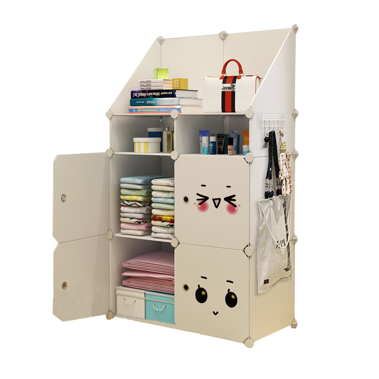 儿童玩具抽屉式收纳柜 塑料卡通贴纸简易衣柜 PP树脂免洗衣橱