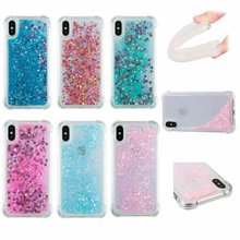 适用iPhone13闪粉爱心流沙手机壳苹果14四角防摔炫彩S22软保护套