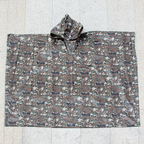 Outdoor Mountaineering Adult Hiking Digital Camo Cape-Style Raincoat | Mountain & Jungle Sports Poncho with Ground Mat