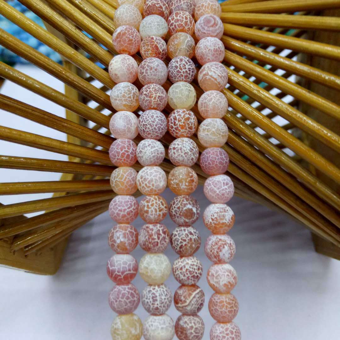 Wholesale of semi-finished products of Buddhist seven-treasure natural weathered agate beads, red frosted agate beads, DIY bracelets with beads detail image 8