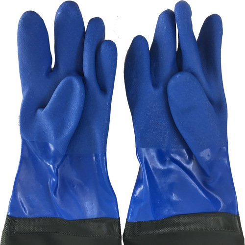 PVC thickened and lengthened oil-resistant gloves, industrial acid and alkali-resistant plastic dipped gloves, non-slip fish-catching rubber gloves