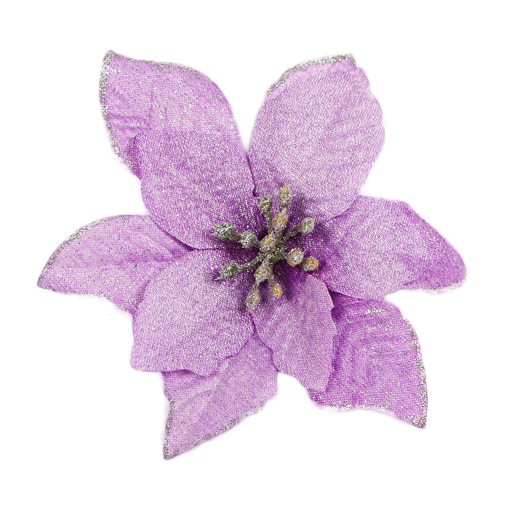 （中性）13cm一品红圣诞花装饰 颜色->紫色