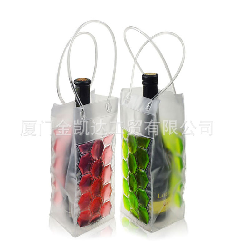 塑料通用红酒袋透明红酒冰袋PVC凝胶酒瓶手提袋促销液体PVC冰袋