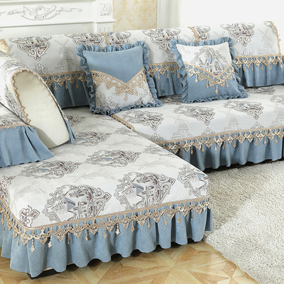 夏季歐式客廳蕾絲四季通用布藝防滑全包簡約現代沙發墊套罩巾定做