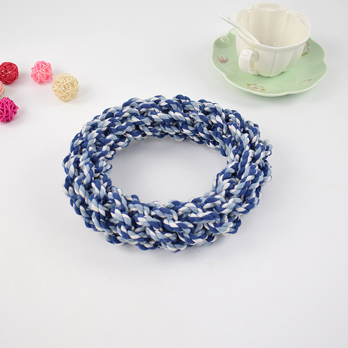 Pet dog toy chewing circle Artificial woven donuts Bite-resistant cotton rope toy circle Pet toy