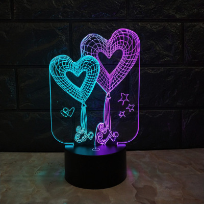 跨境爆款3D小夜燈USB充電充電觸摸浪漫小台燈禮品燈廠家直銷批發