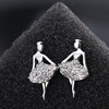 Fashionable earrings, zirconium, silver needle, Japanese and Korean, simple and elegant design, micro incrustation, silver 925 sample