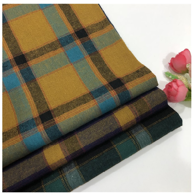 厂家供应  棉21支色织格子布 韩版童装格子衬衫面料 B859