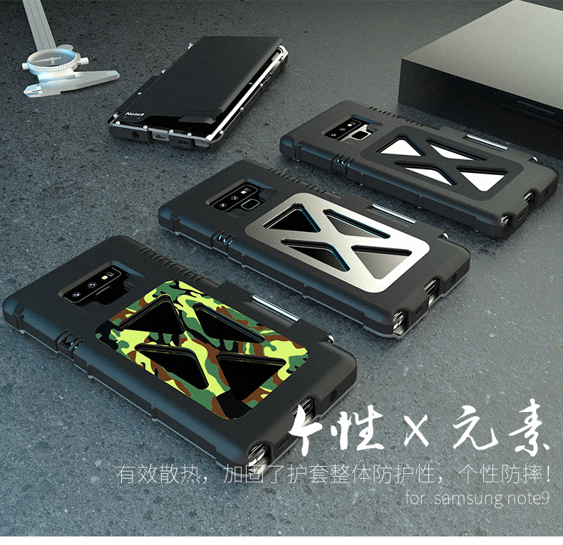 Armor King Iron Man Luxury Shockproof Stainless Steel Aluminum Metal Flip Case Cover for Samsung Galaxy Note 9