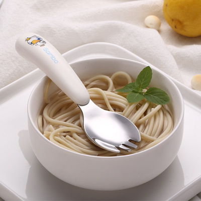 源头厂家 304不锈钢儿童餐具勺子叉子宝宝辅食勺叉训练习筷子套装|ru