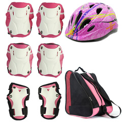 Children's roller skating protective gear helmet, sports knee pads, elbow pads, wrist pads, 6-piece set, skateboard riding