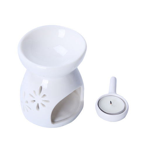 Manufacturer Direct Sales Cherry Blossom Ceramic Ornament Night Light Essential Oil Burner Creative Mini Aromatherapy Lamp Essential Oil Candle