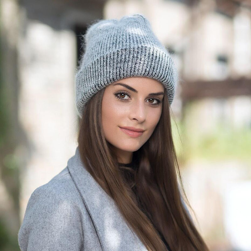 Knitted Beanie Hat For Women Warm Angora Wool Winter Hat Thickened_voghion.com