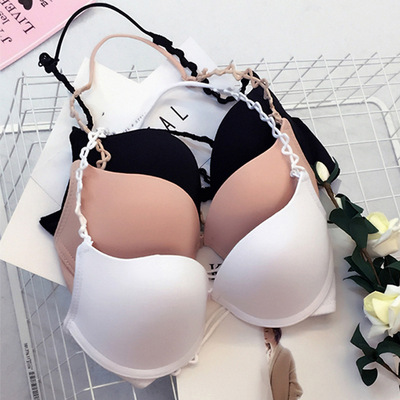 新品性感前扣美背日單波浪挂脖小胸文胸少女日系百搭內衣單件批發