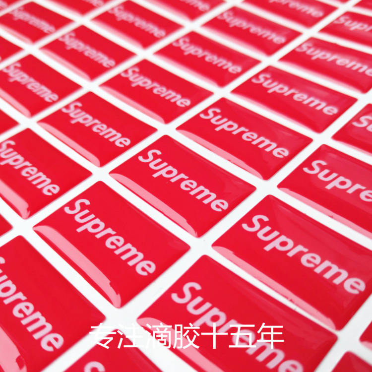 厂家创意superme箱包用水晶滴胶贴纸定制不干胶贴纸标贴定做