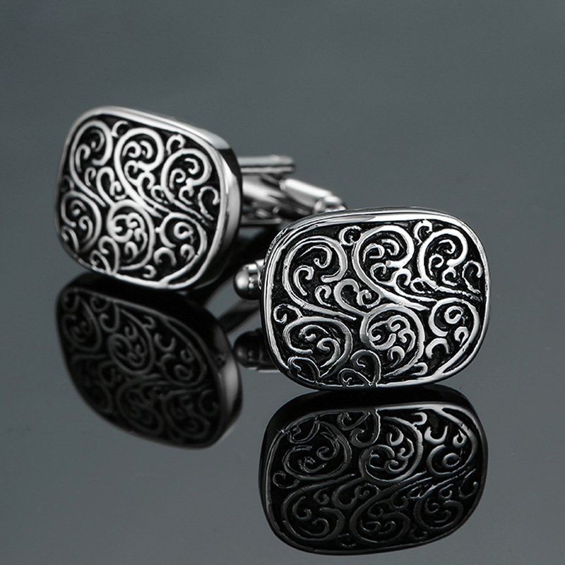 Charming Vintage Cube Cufflinks For Men Enamel Pattern Design_voghion.com
