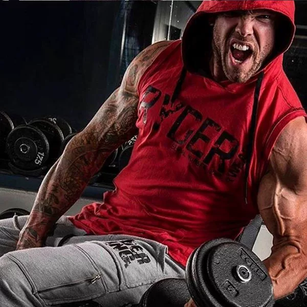 Muscle Fitness Brothers Spring and Summer Cotton Sports Vest Hood Sleeveless Sweater Running Training Pullover Cross Border