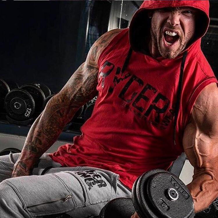 Muscle Fitness Brothers Spring and Summer Cotton Sports Vest Hood Sleeveless Sweater Running Training Pullover Cross Border