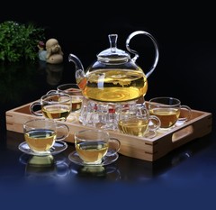 High borosilicate glass teapot thickened transparent high pressure lid pot stainless steel filtered fruit tea health pot can be heated