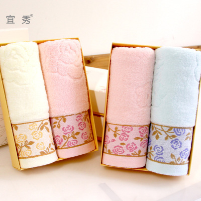 pure cotton Untwisted yarn gift towel Gift box packaging Custom towel logo customized advertisement towel Jacquard weave