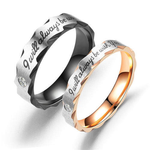European and American classic fashion style, diamond-encrusted rose gold black pair ring LOVE, flower minions couple ring manufacturer