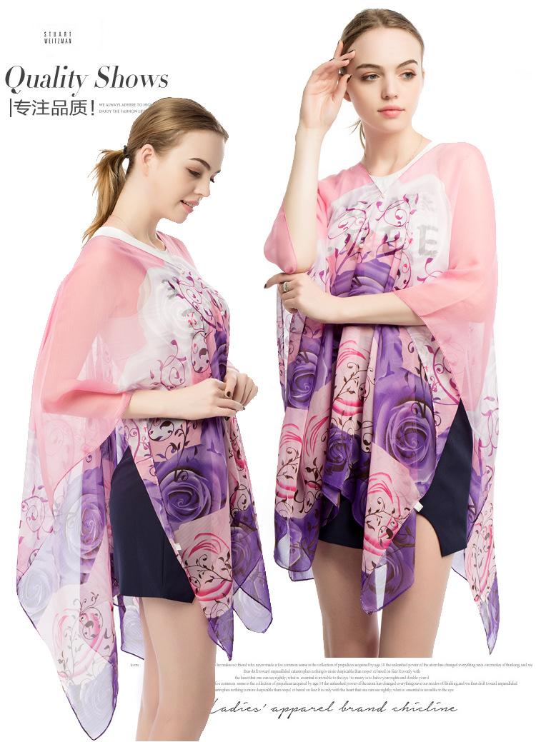 珍珠扣披肩 夏季防晒围巾厂家 女士围巾披肩
