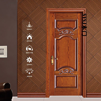 实木烤漆门复合欧美式风格贴花大扣线套装室内房门工厂直销k86