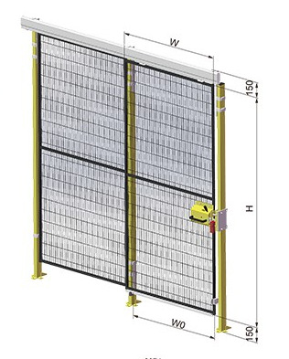 厂家直销轨道滑道双滑轮滚轮围栏安全防护门锁推拉门单开网格隔离