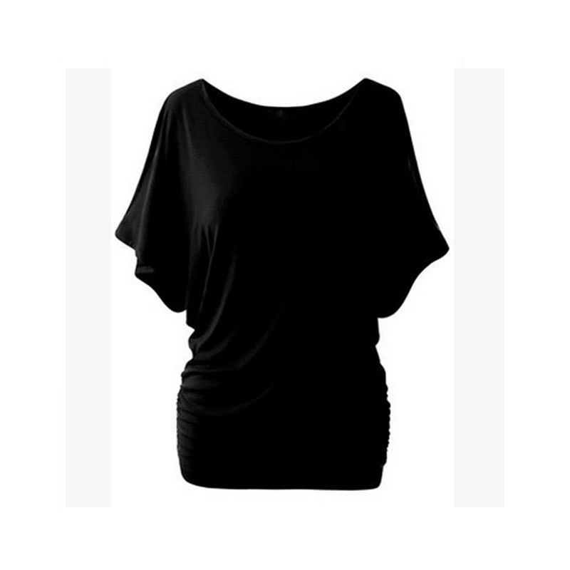 strapless bat sleeve round neck T-shirt  NSOY28471