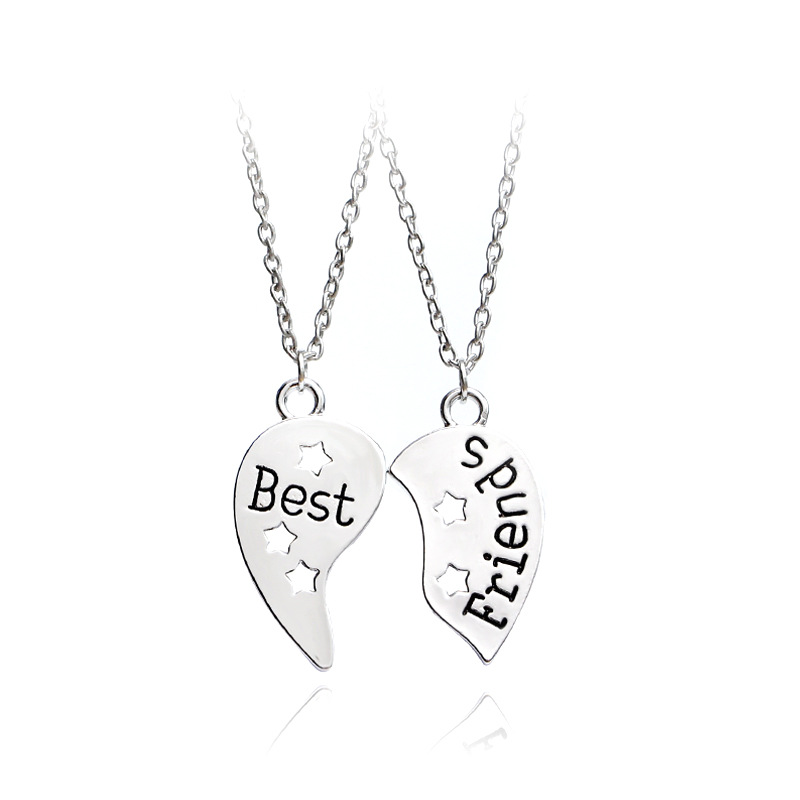 Love-shaped Star Wispy Stitching Best Friends English Letter Necklace Wholesale display picture 2