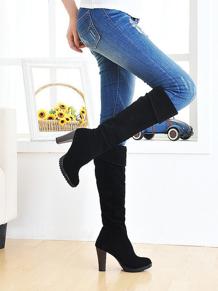 New Covered Legs Long Boots Thick-heeled High-heeled Women’s Boots 