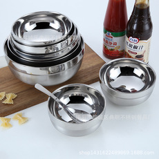 304不锈钢碗儿童隔热家用防摔饭碗亮光砂光铂金碗双层碗定制logo