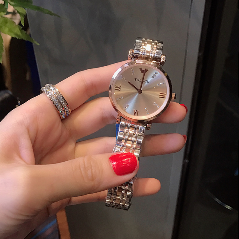 一件代发TOLUCK手表女钢带2021新款简约气质时尚潮流手腕女士手表