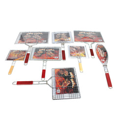 Manufacturer wholesale wooden handle barbecue clips barbecue grid bread clips hamburger clips BBQ barbecue tools outdoor grilled fish clips