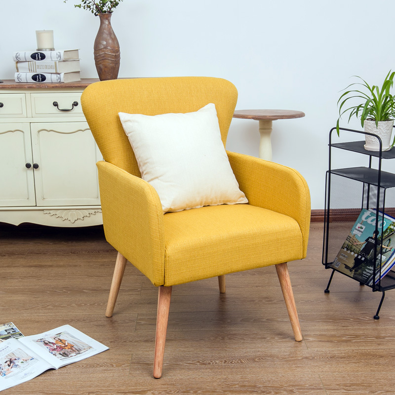 北歐簡約單人沙發椅書桌椅客廳懶人沙發臥室陽台布藝沙發椅子餐椅