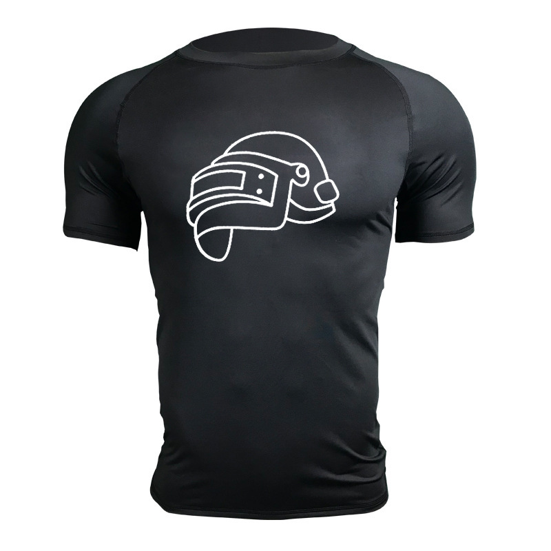 Fitness Suit Printed Sports T-shirt Tight Short-sleeved Men's Top Fitness Training Suit Comfortable Breathable Slim-fit