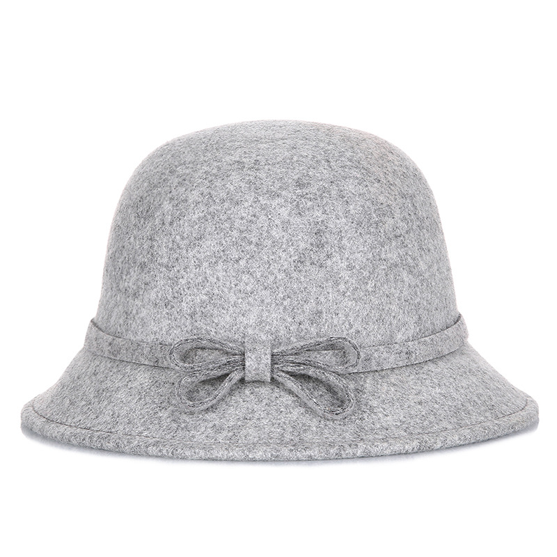 Sombrero de otoño e invierno sombrero de fieltro para mujer 2020 nuevo australiano de lana pura arco de lana sombrero de lavabo de una pieza de entrega