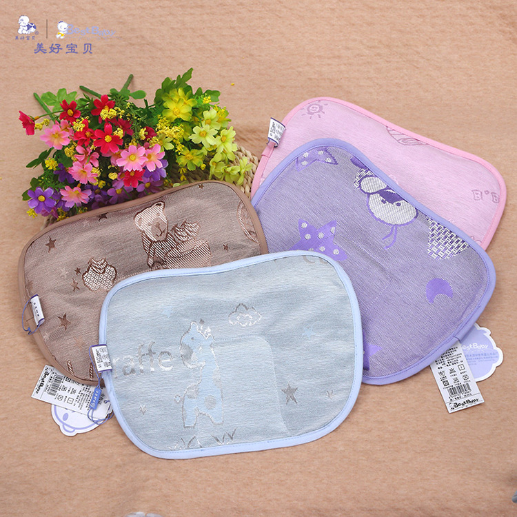 嬰兒枕頭夏季冰絲涼枕初新生兒0-6個月0-1歲寶寶透氣防偏頭定型枕