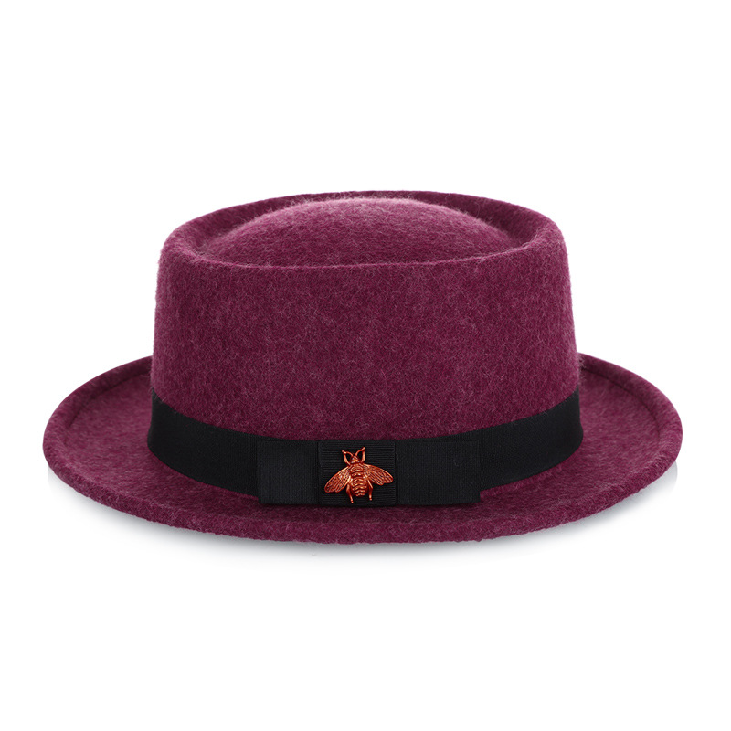 Sombrero de otoño e invierno lana pura Jazz sombrero moda abeja accesorios tradicional artesanía fieltro sombrero fábrica al por mayor