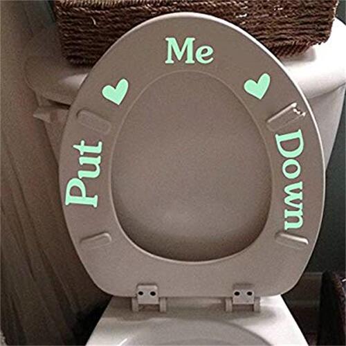 Foreign trade custom toilet fluorescent sticker PUT ME DOWN English carved luminous sticker wholesale customization
