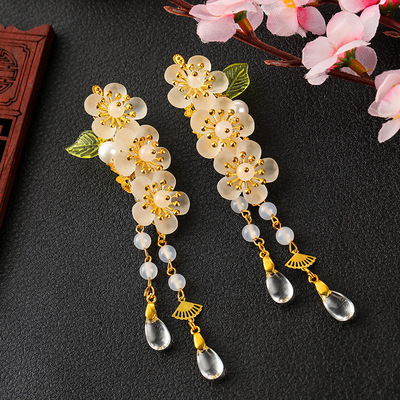 chinese hanfu hair accessory for girls ancient headdress tassel step swing comb hairpin Chinese hanfu pair clip hair ornament Chinese Hanfu element small clear headdress