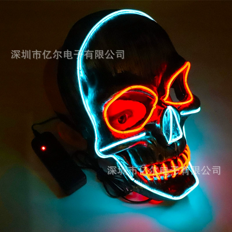Светящаяся маска сшиванием рта скелета LED подсветка - световая декорация на Хэллоуин, шокирующее лицо, ужас, и страшное покрытие