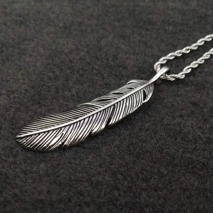复古男钛钢项链朋克羽毛吊坠项饰东莞不锈钢饰品吊坠厂家批发