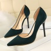 Suede shallow mouth pointed sexy nightclub show thin side hollow single shoes