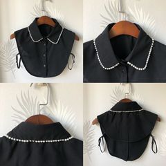 廠家供應韓版新款雪紡半身領秋冬時尚白搭手工釘珠襯衫假領子女