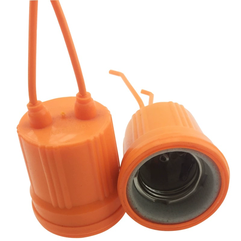 Завод прямой водонепроницаемый желтый пластиковый колпачок лампы керамическая головка люстры с проводом лампа винт крышка E27 Водонепроницаемая головка люстры