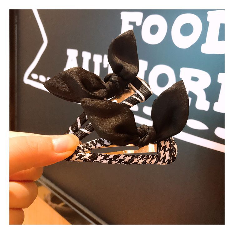 Cloth Vintage Bows Hair accessories(Black and white houndstooth)Fashion Jewelry NHHD0512-Black-and-white-houndstooth