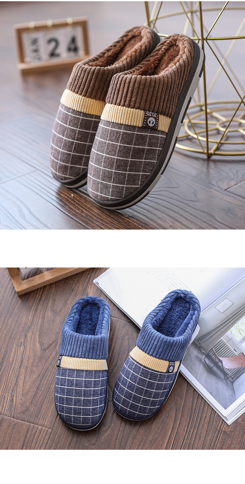 Unisex Casual Plaid Round Toe Cotton Slippers display picture 6