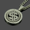 European and American hip -hop street trendy men's necklaces inlaid US dollar rotation pendant neomopesis