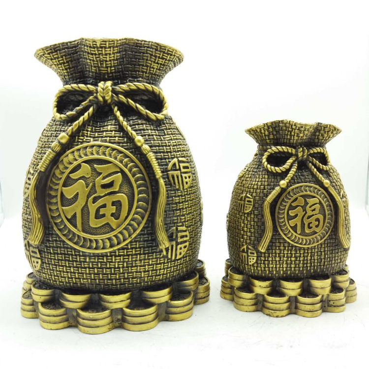 黄铜福袋金钱袋存钱罐储蓄罐 家居办公室摆件工艺礼品